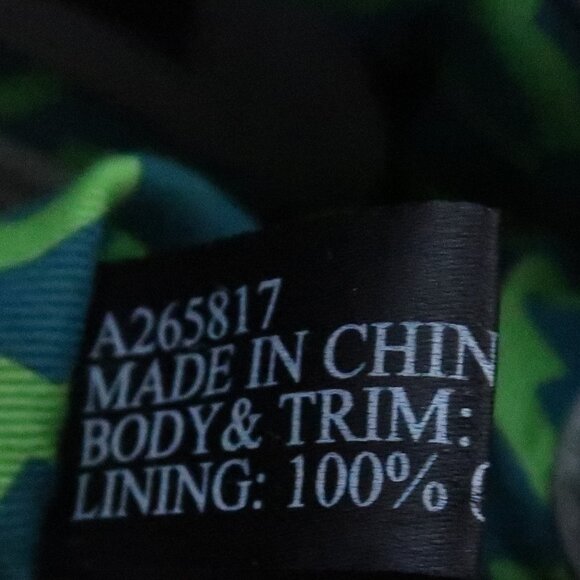 OrYany Leather Cotton Hand Bag Purse Silver Tone Hardware Green Pattern Lining - Picture 13 of 15